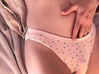 Stepdad teases my clit and wet shaved pussy in panties