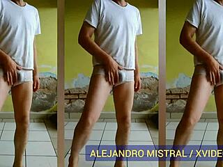 Alejandro Mistral dances in wet white underwear boldly
