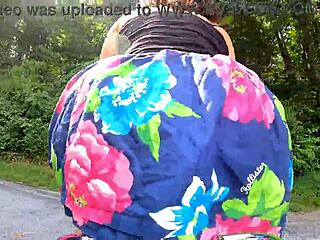 butt plugged wife teases on motorcycle outdoors