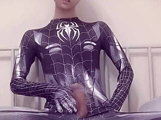 gay teen jerks off like spider-man with flair