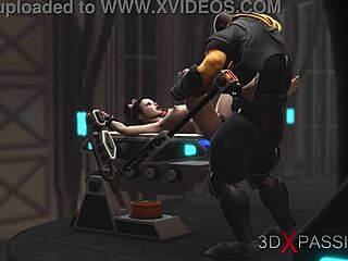 Brunette Cuffed for BBC in Sci-Fi Lab