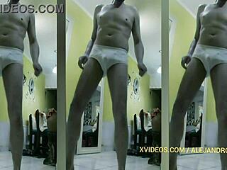 Massive bulge in tight briefs demands attention