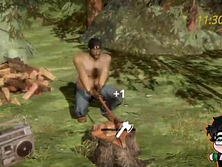 lumberjack bares all in wild forest striptease