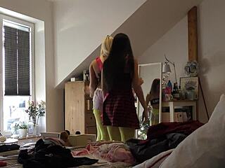 Non-Nude Teens Dance Wildly at Home Voyeur