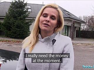 Desperate black milf fucks for cash in public