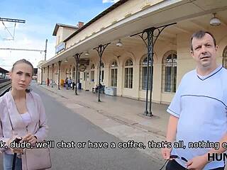 Greedy old man sells gf for cash fuck