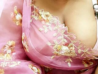 Latina teen teases in traditional saree outfit