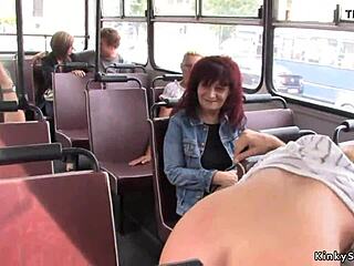 Hey, check this chestnut babe banging on a public bus ride!