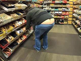 Huge Ass Busting Out During Exhibitionist Shopping