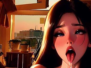 Lewd waifu sucks you off in class ASMR