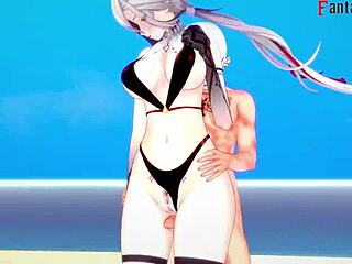 Arlecchino’s fierce bikini fuck on fantasy beach