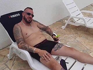 Teasing Two Brazilian Babes by Poolside