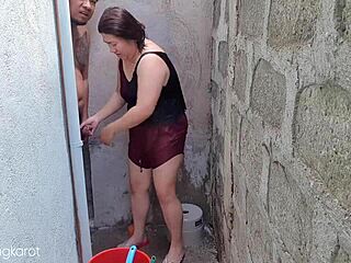 Asian Lady's Outdoor Bath Passion