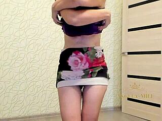 Dark-haired milf's shameless undressing tease