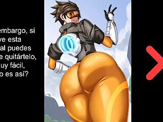 tracer overwatch femdom tease with dildo play