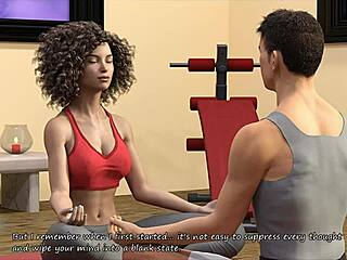 gina teases pussy through yoga pants in game