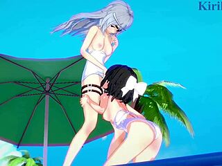 Miku Kohinata and Laura Bodewig in Lesbian Hentai Play