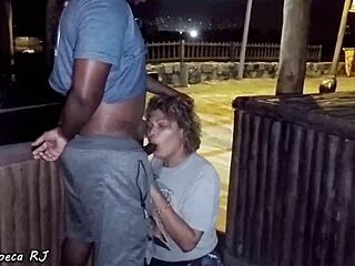 African Milf Gives Public Blowjob for Water at Kiosk