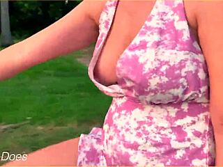 Daring Wife Flashes Cleavage Riding Bike Publicly