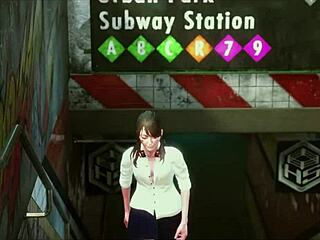 provocative daring street fighter doll bangs in wild graveyard