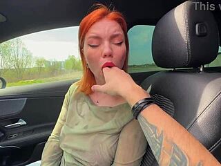 Redhead Swallows Driver’s Load After Deepthroat