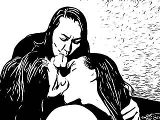 Cartoon Lesbian Sisters Share Deep Tongue Kissing