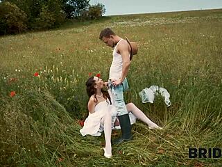 bride fucks shepherd in summer field