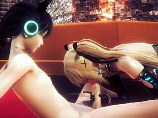 Yaoi femboy mizu’s bareback chair blowjob