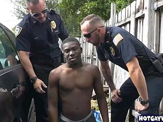 Police Officers Fuck Black Guy In Office Threesome
