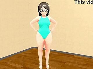 kyo curvy anime girl dances with plump moves