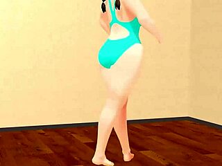 kyo curvy anime girl dances with plump moves