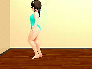 kyo curvy anime girl dances with plump moves