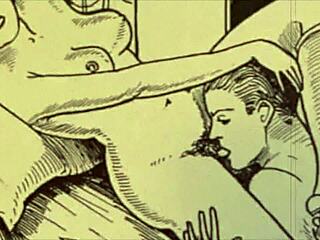 vintage erotic drawings blend retro charm with anime hentai style