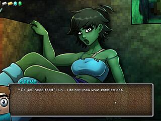 Hornycraft parody teen gets public creampie in hentai crowd