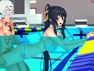 Akeno’s Fierce Public Pool Fuck