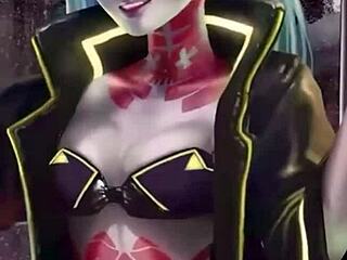 3D solo POV goth chick with huge lactating boobs expanding