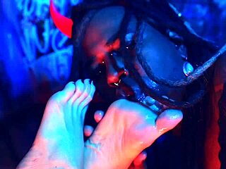 femdom demands foot worship with intense licking and gagging