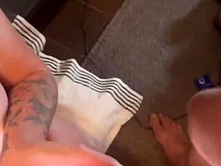 Skater chick grabs a messy handful of cum after rough play