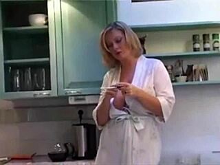 Blonde Norsk mature teases on a steamy homemade date night