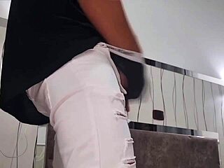 she arrives for a wild cumshot in sexy t-shirt with a huge perverse cock