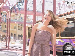 Street upskirt flashing in public