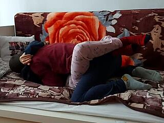 College teens bang hard in socks until he fills the condom.