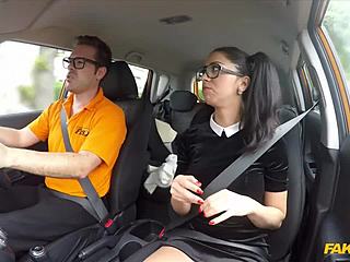 Drive Teacher Takes Advantage of Silly Ebony Teen
