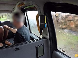Half naked ebony getting her ass licked in a taxi?