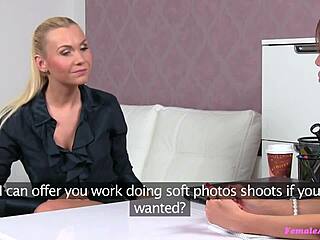 Hey, check this horny ponytailed blonde spilling secrets in a steamy casting scene!