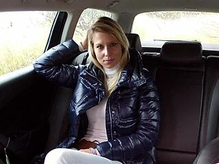 blondie sucks and fucks huge cock in car