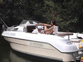 What's behind this sailor's rough pussy pounding?