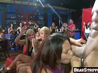 ever seen partying babes suck huge cock?