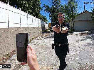 Kenzie Madison Busts Dirty Cop for Naughty Car Blowjob