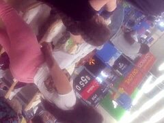 spanish european chick with a bubble butt walks around casually